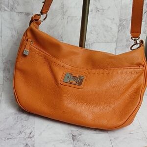 Maxx New York Orange Leather Shoulder Bag